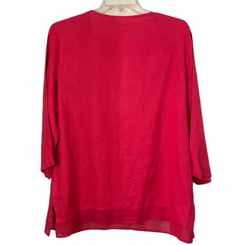 JM Collection Red/Orange Linen Tunic Top Size XL - Picture 3 of 6